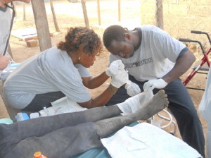 Bandaging a Patient's Leg